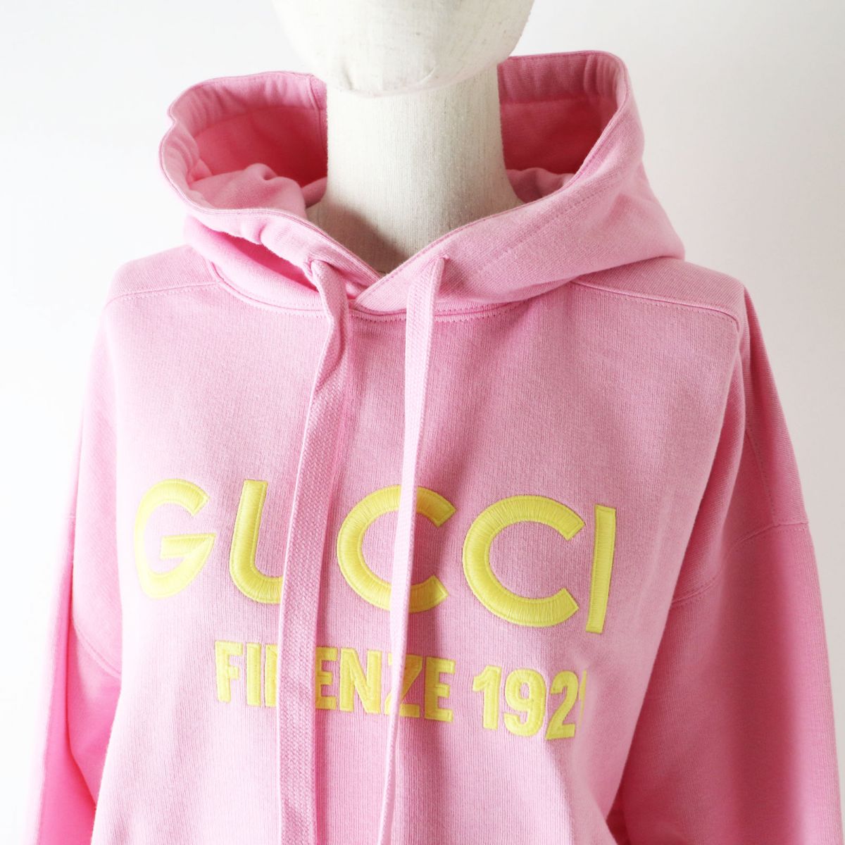 GUCCI Hoodie Main: 100% cotton, Part: 99% cotton, Part: 1% polyurethane, Part: 100% polyester Pink x Yellow Women M Used