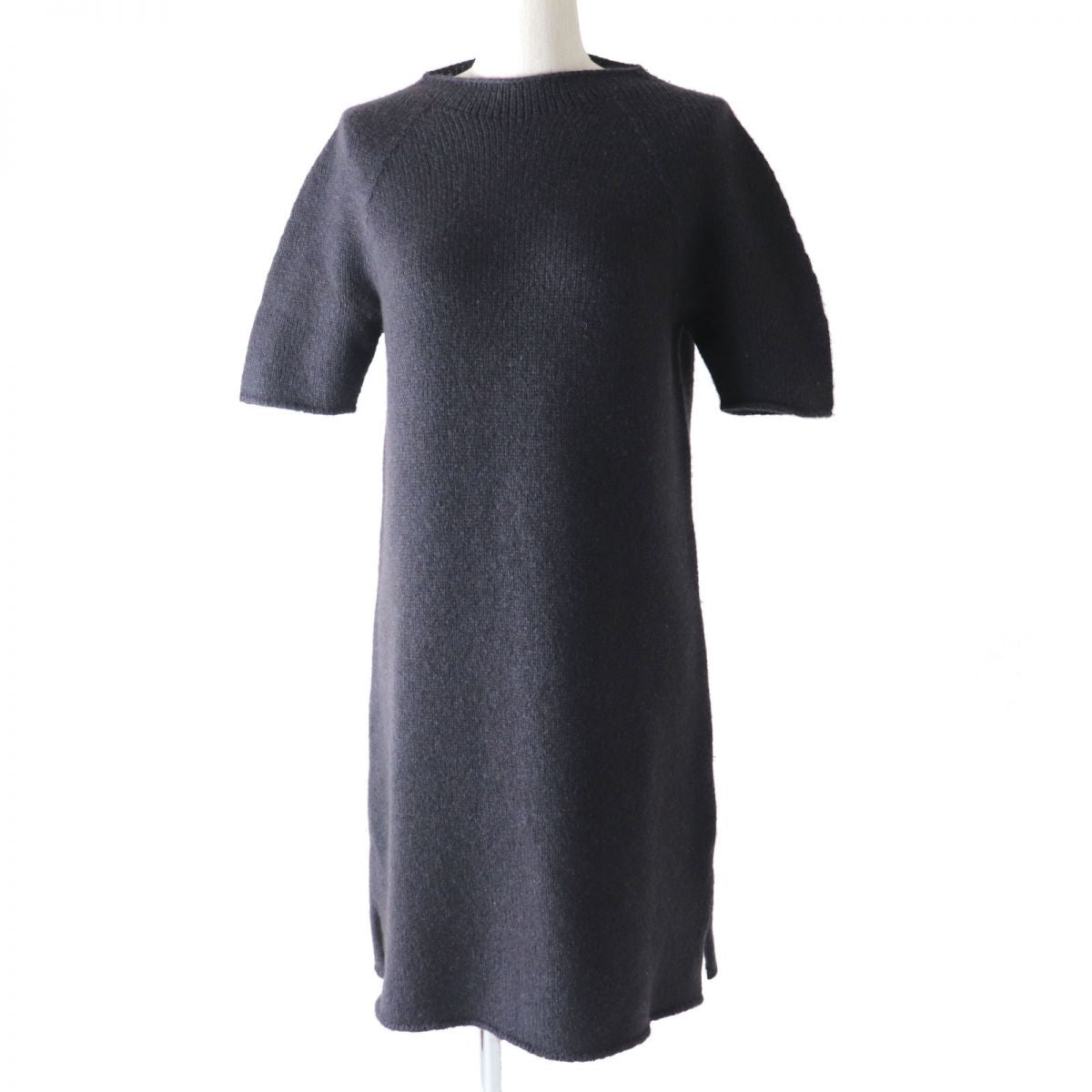 HERMES one piece Main: 100% yak Dark navy x charcoal gray mix Women 36 Used