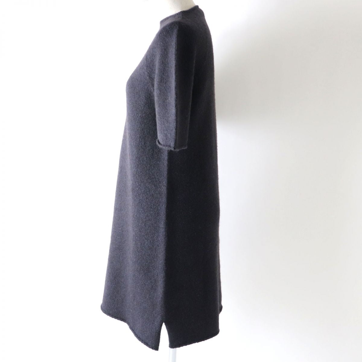 HERMES one piece Main: 100% yak Dark navy x charcoal gray mix Women 36 Used