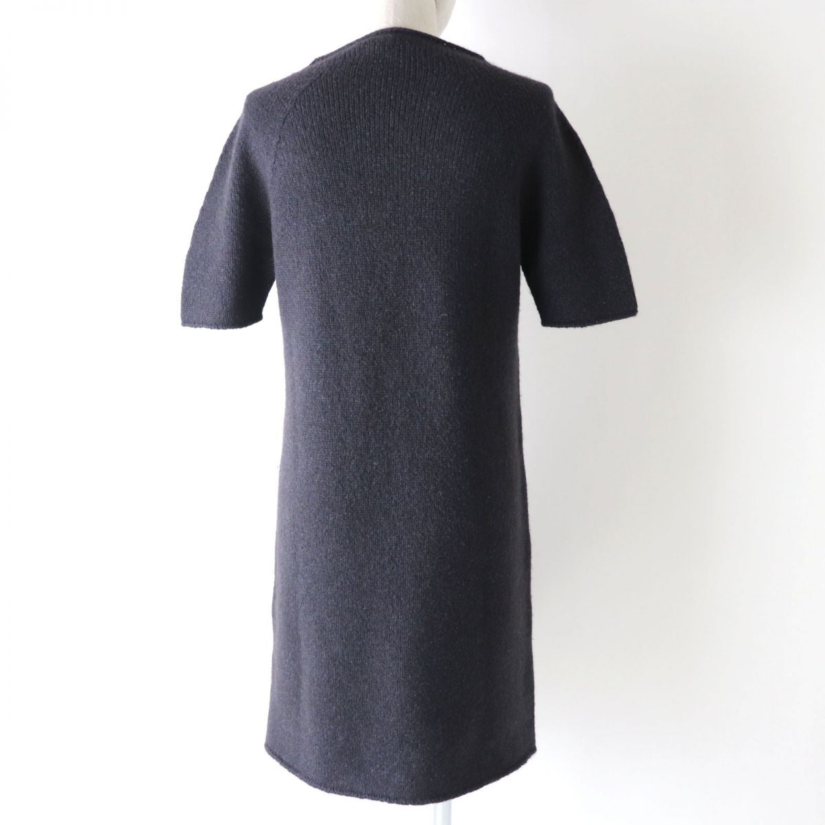 HERMES one piece Main: 100% yak Dark navy x charcoal gray mix Women 36 Used