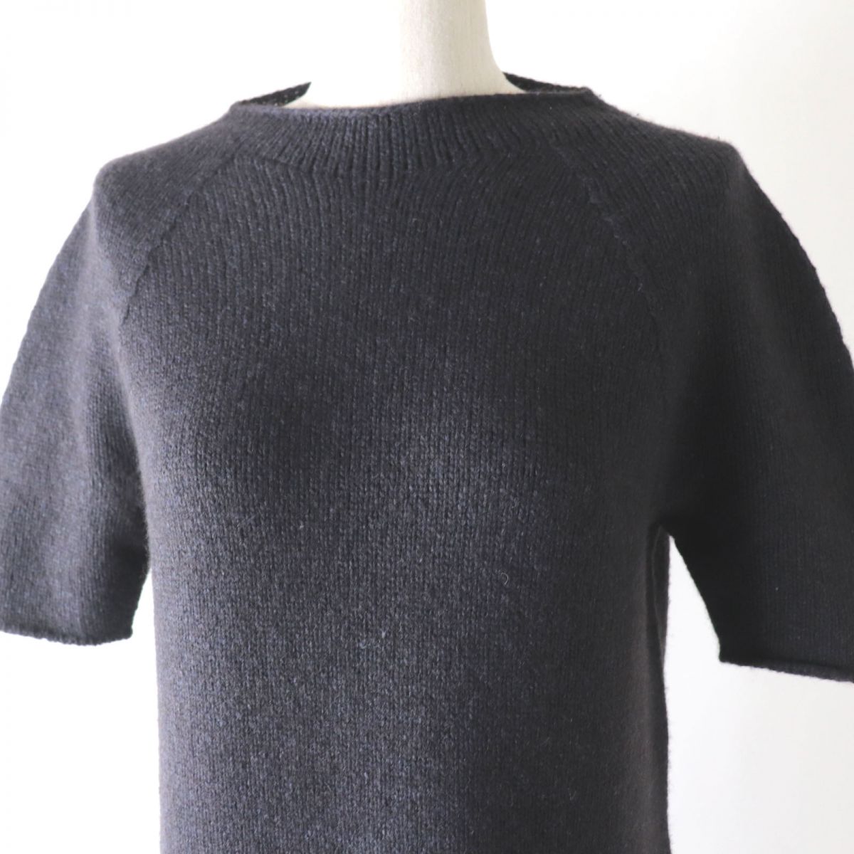 HERMES one piece Main: 100% yak Dark navy x charcoal gray mix Women 36 Used