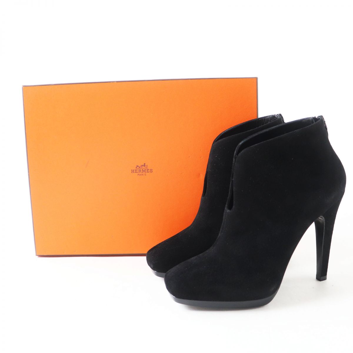 HERMES Booties Main: Suede leather black Women 38 Used