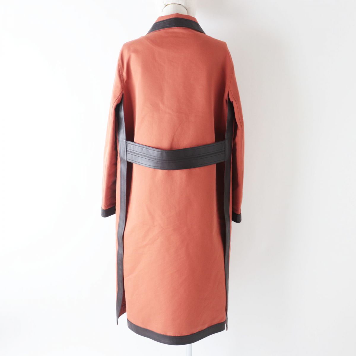 HERMES coat Main: 78% cotton, Main: 22% polyester, Part: Lamb leather terracotta Women 38 Used