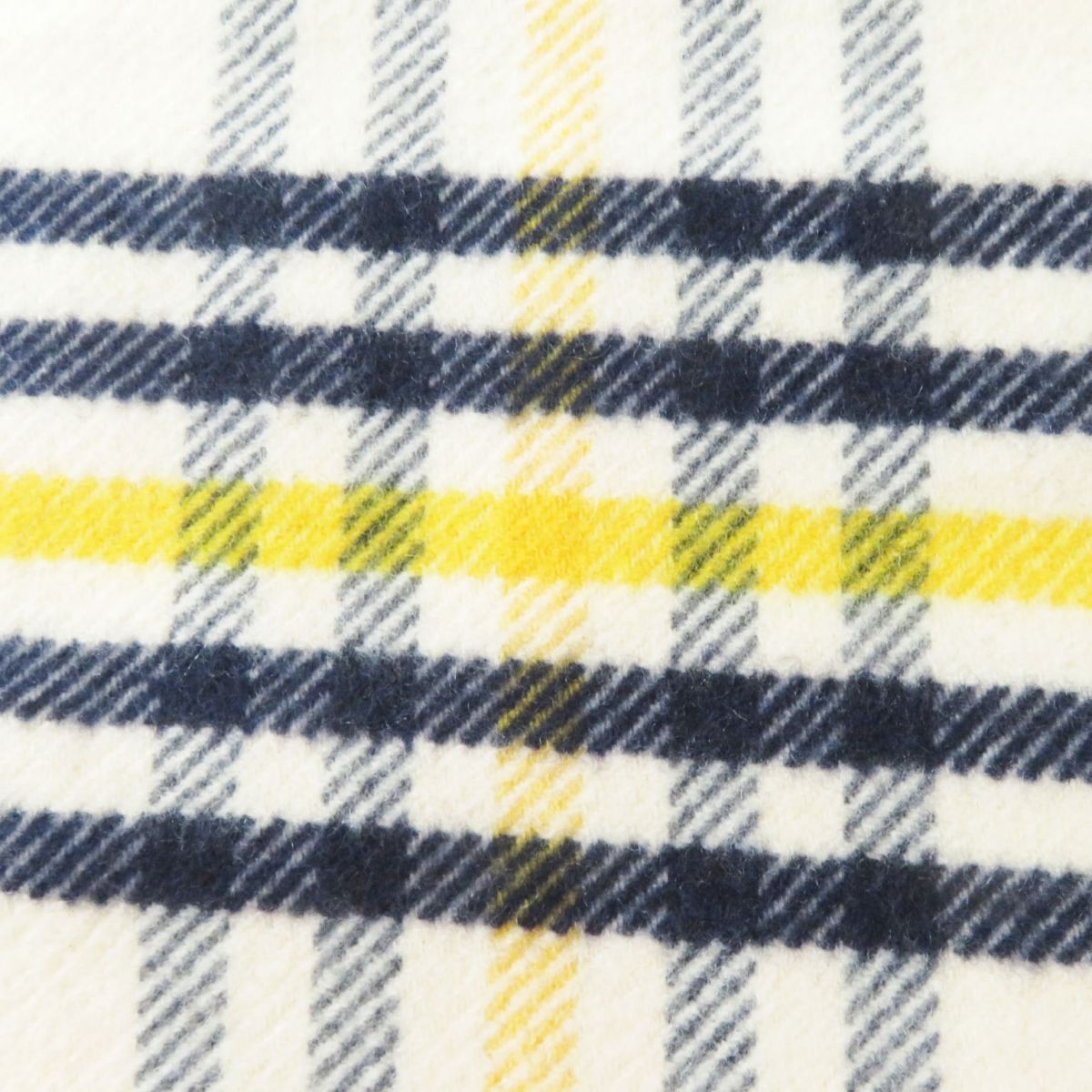 HERMES Scarf Image reference Light beige x navy x yellow<br> Check Pattern Women Used