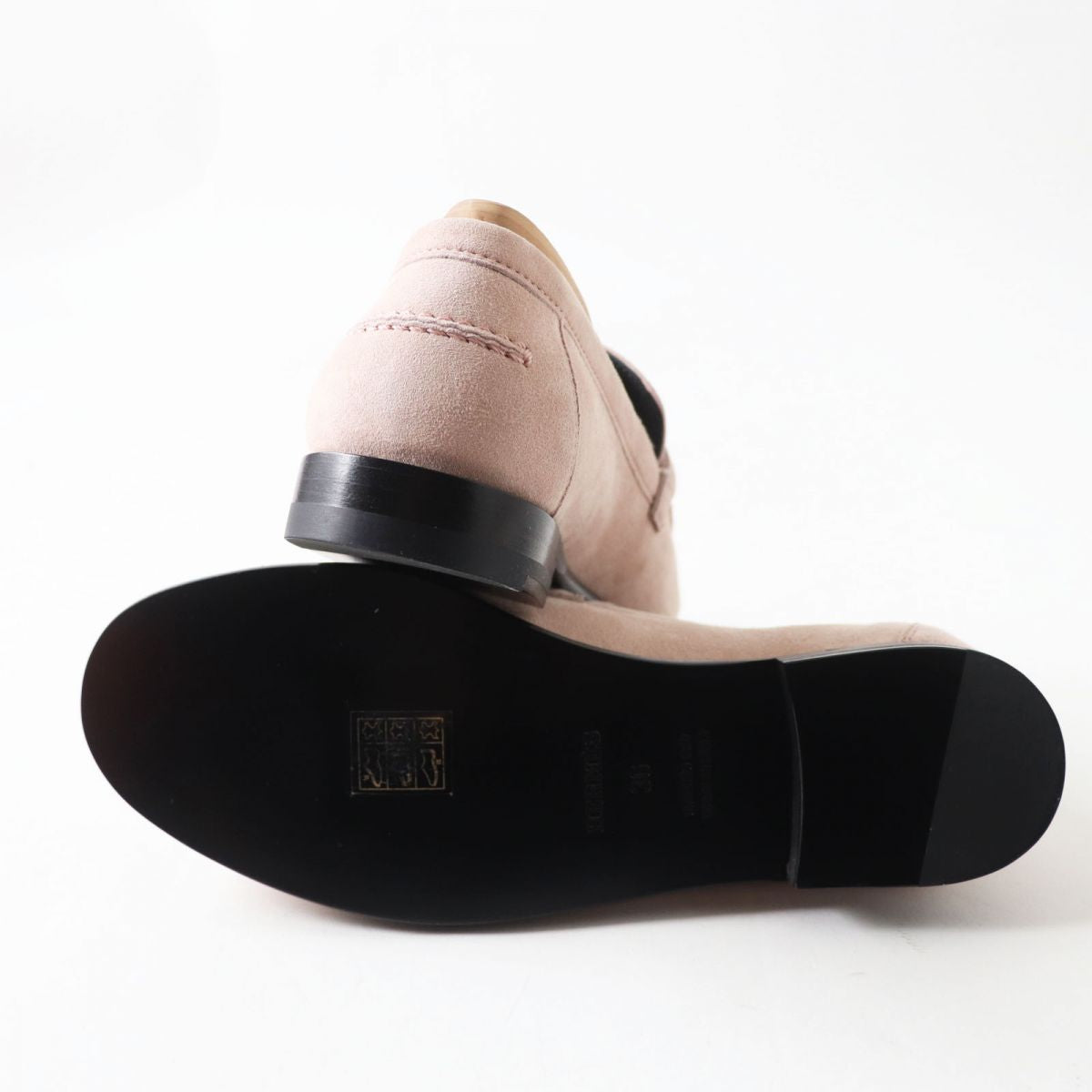 HERMES loafers Main: Suede leather Dusty pink x gold Metal Women 36 Used