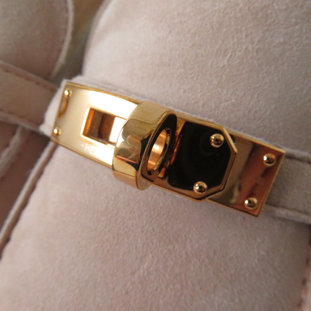 HERMES loafers Main: Suede leather Dusty pink x gold Metal Women 36 Used