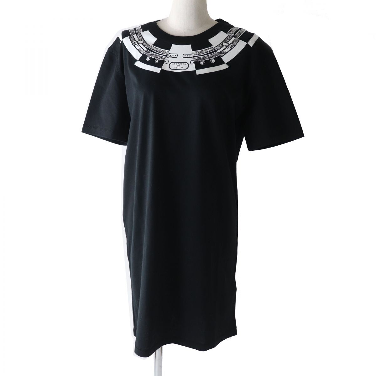 HERMES one piece Main: 100% cotton Black x white<br> LE TRESOR DE MEDOR Women 36 Used