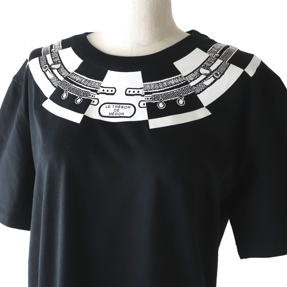 HERMES one piece Main: 100% cotton Black x white<br> LE TRESOR DE MEDOR Women 36 Used