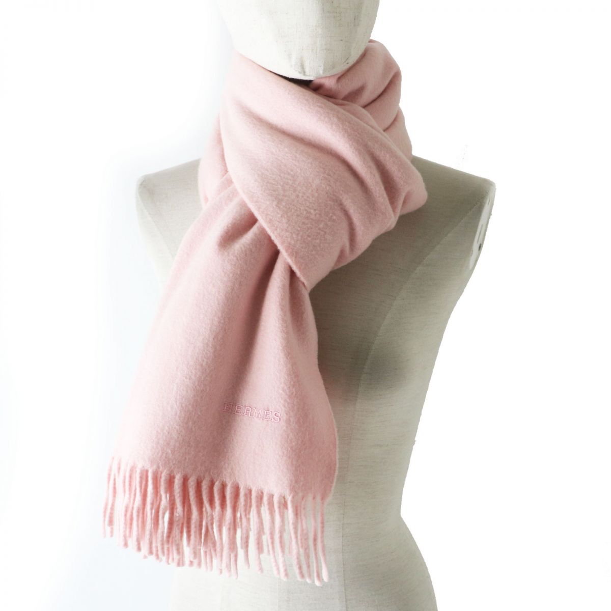 HERMES Stall Main: 100% cashmere Baby pink Women Used