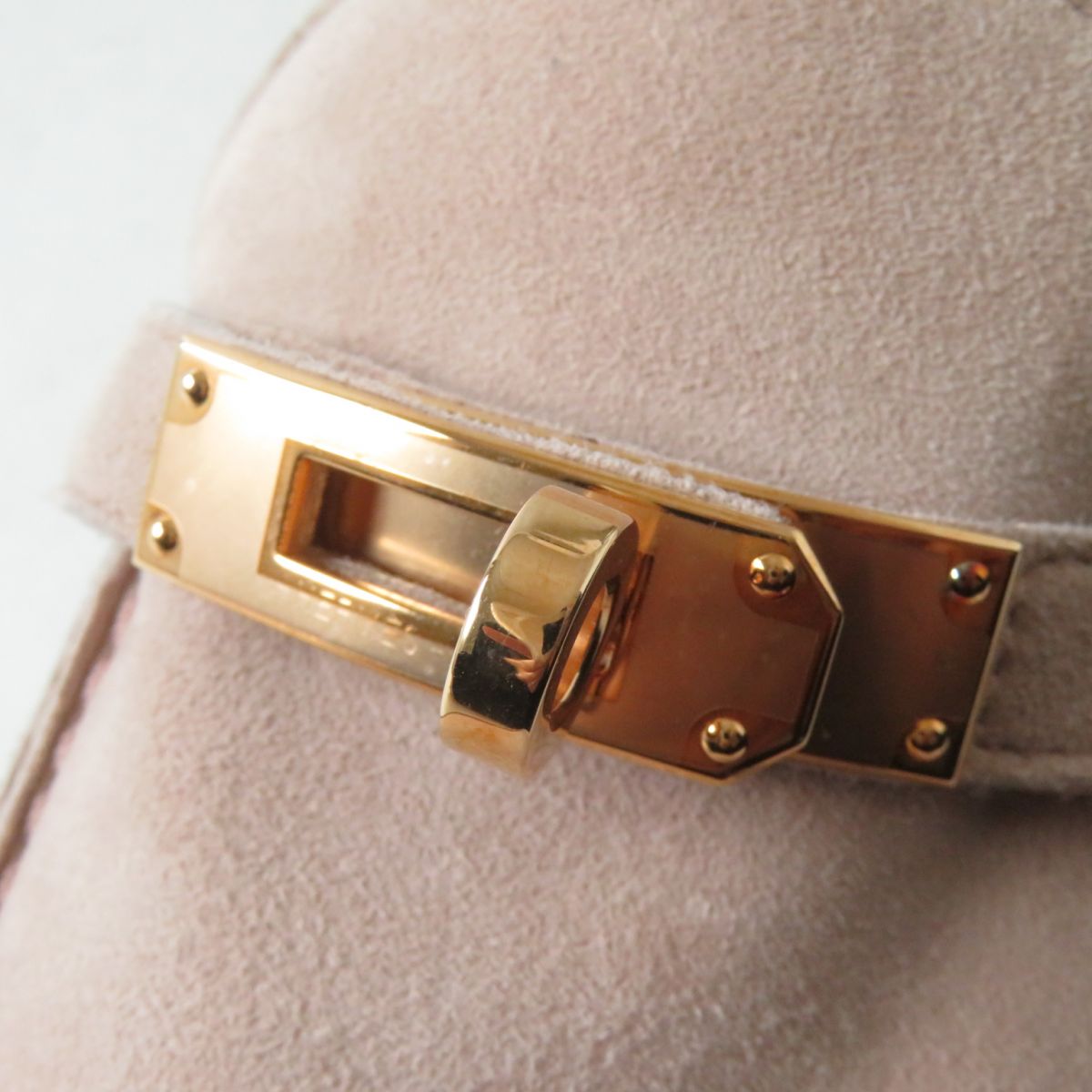 HERMES loafers Main: Suede leather Dusty pink x gold Metal Women 36.5 Used