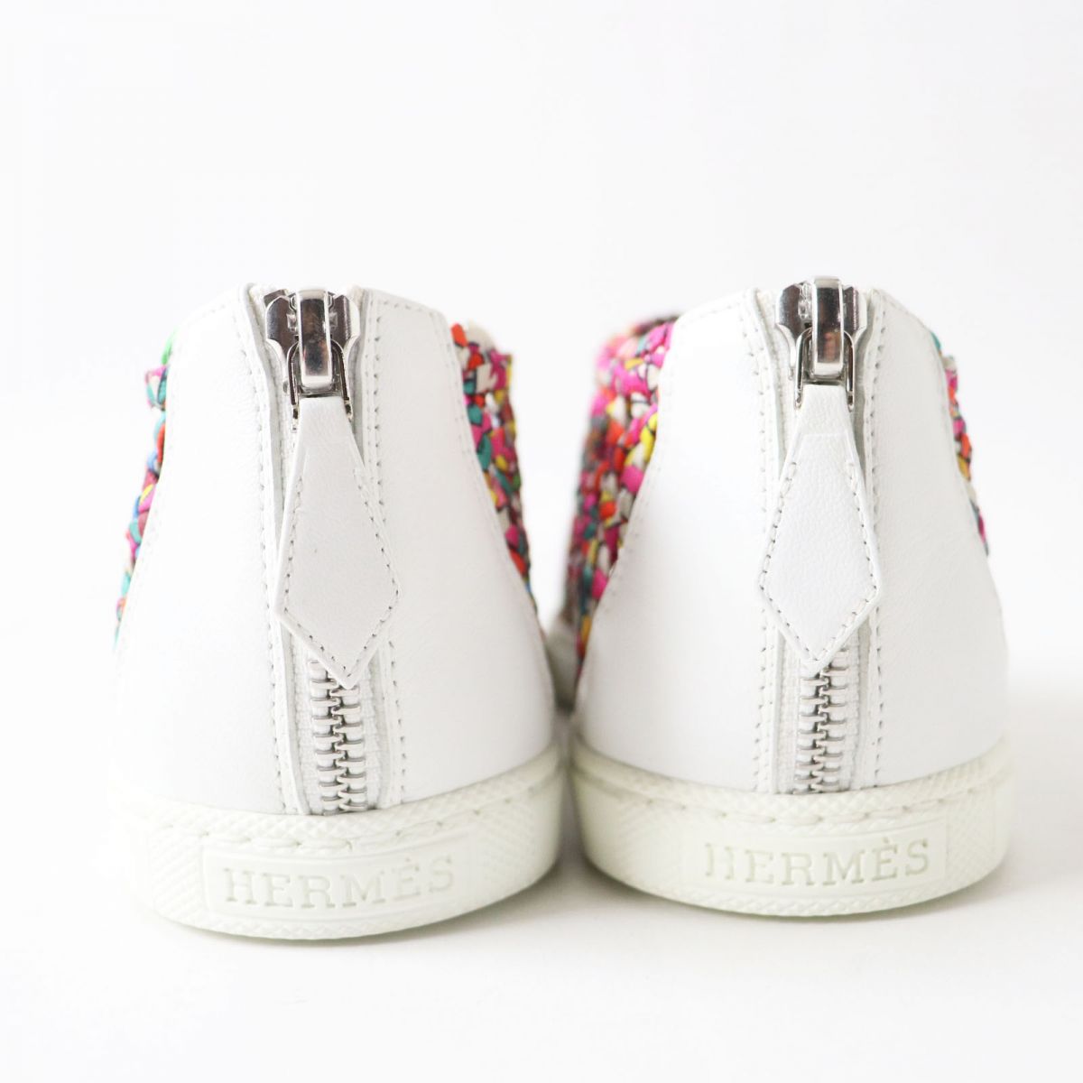 HERMES Slip-on Part: Leather Multicolor x white Women 35.5 Used
