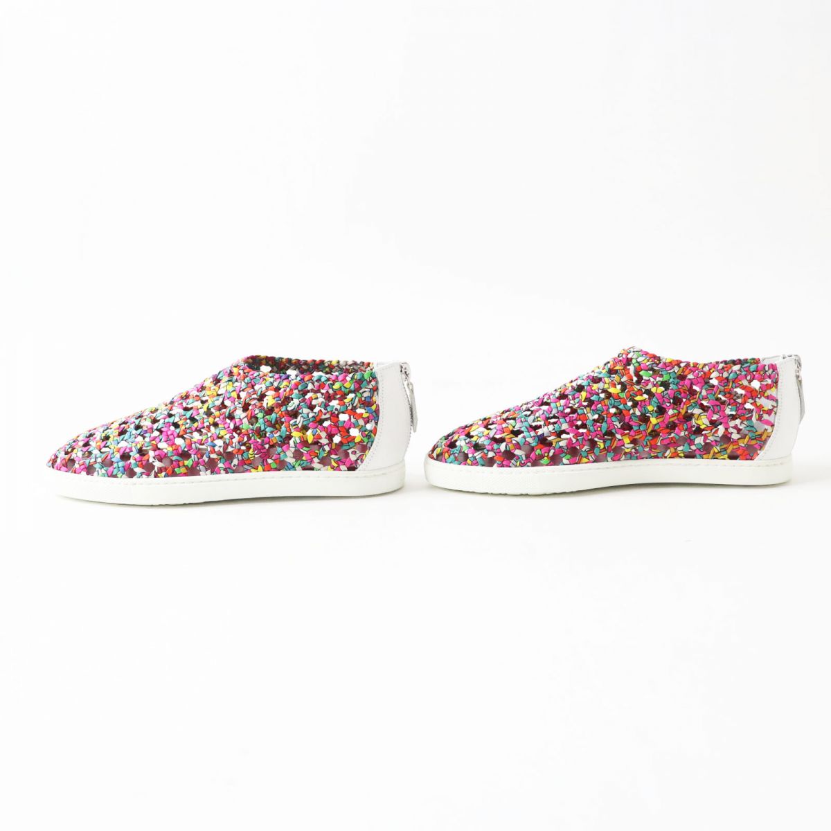 HERMES Slip-on Part: Leather Multicolor x white Women 35.5 Used