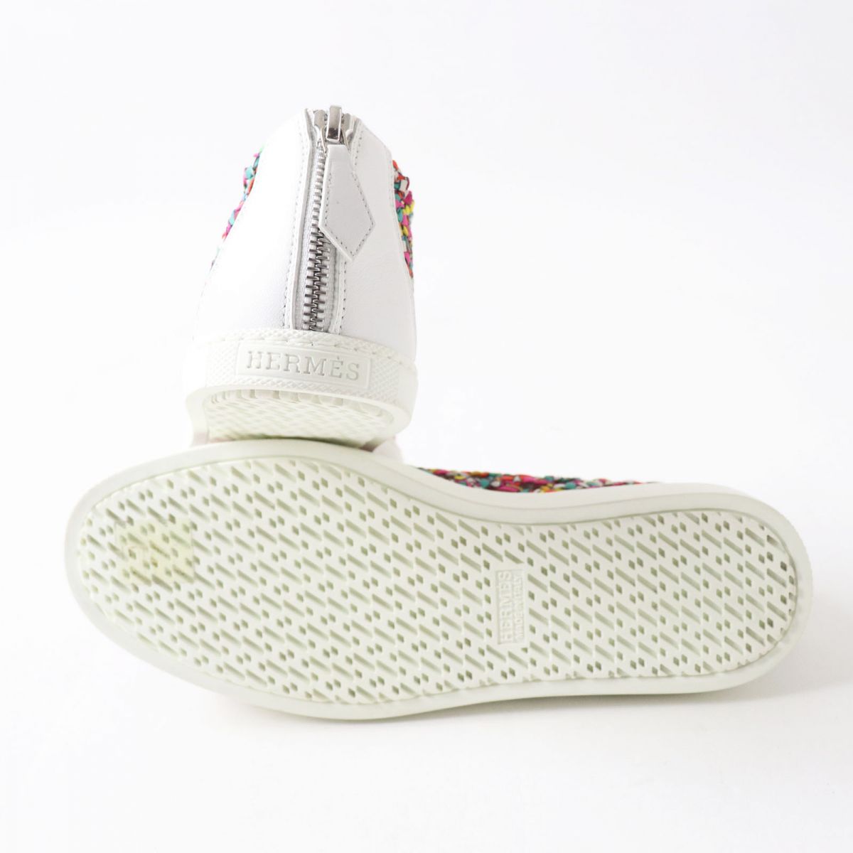 HERMES Slip-on Part: Leather Multicolor x white Women 35.5 Used