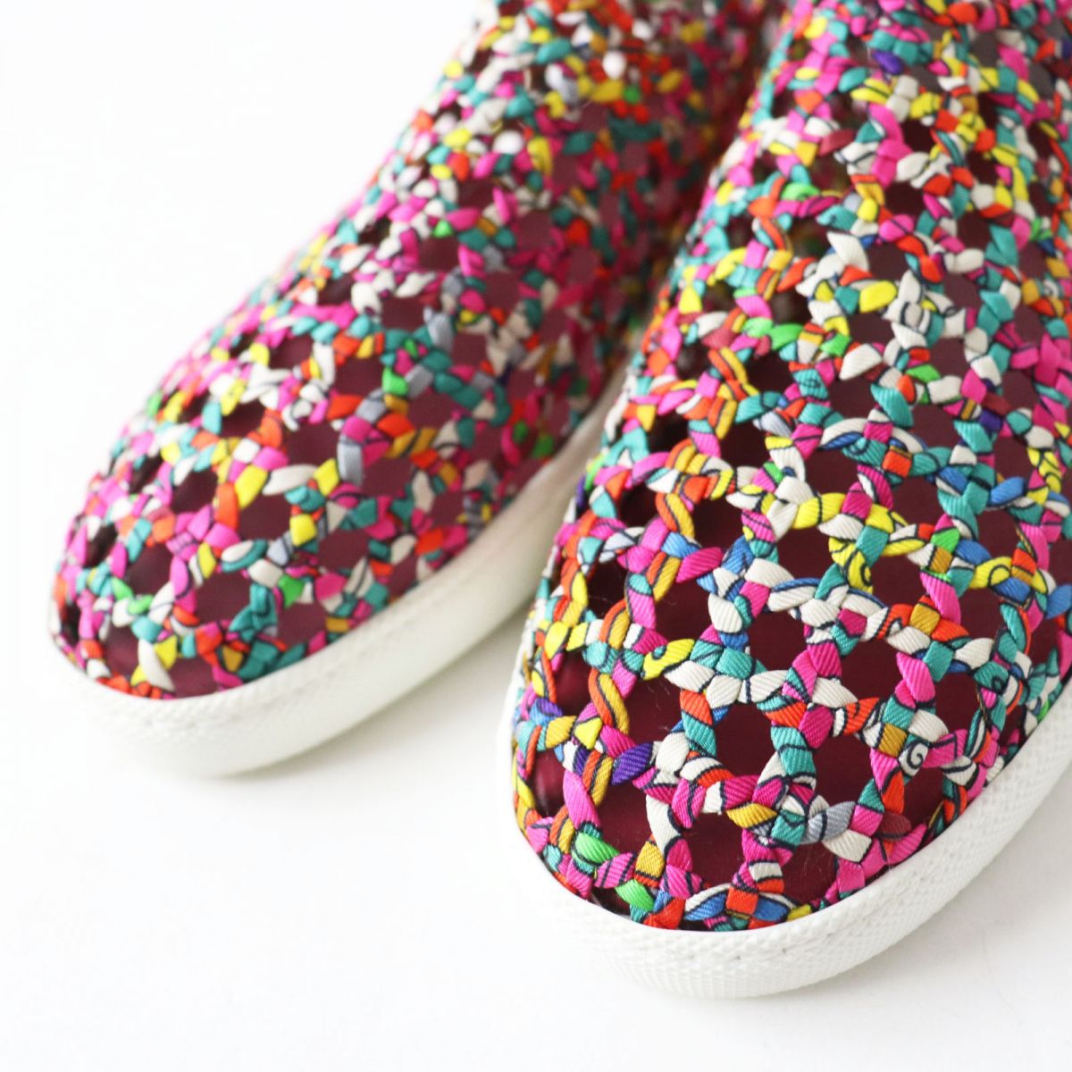 HERMES Slip-on Part: Leather Multicolor x white Women 35.5 Used