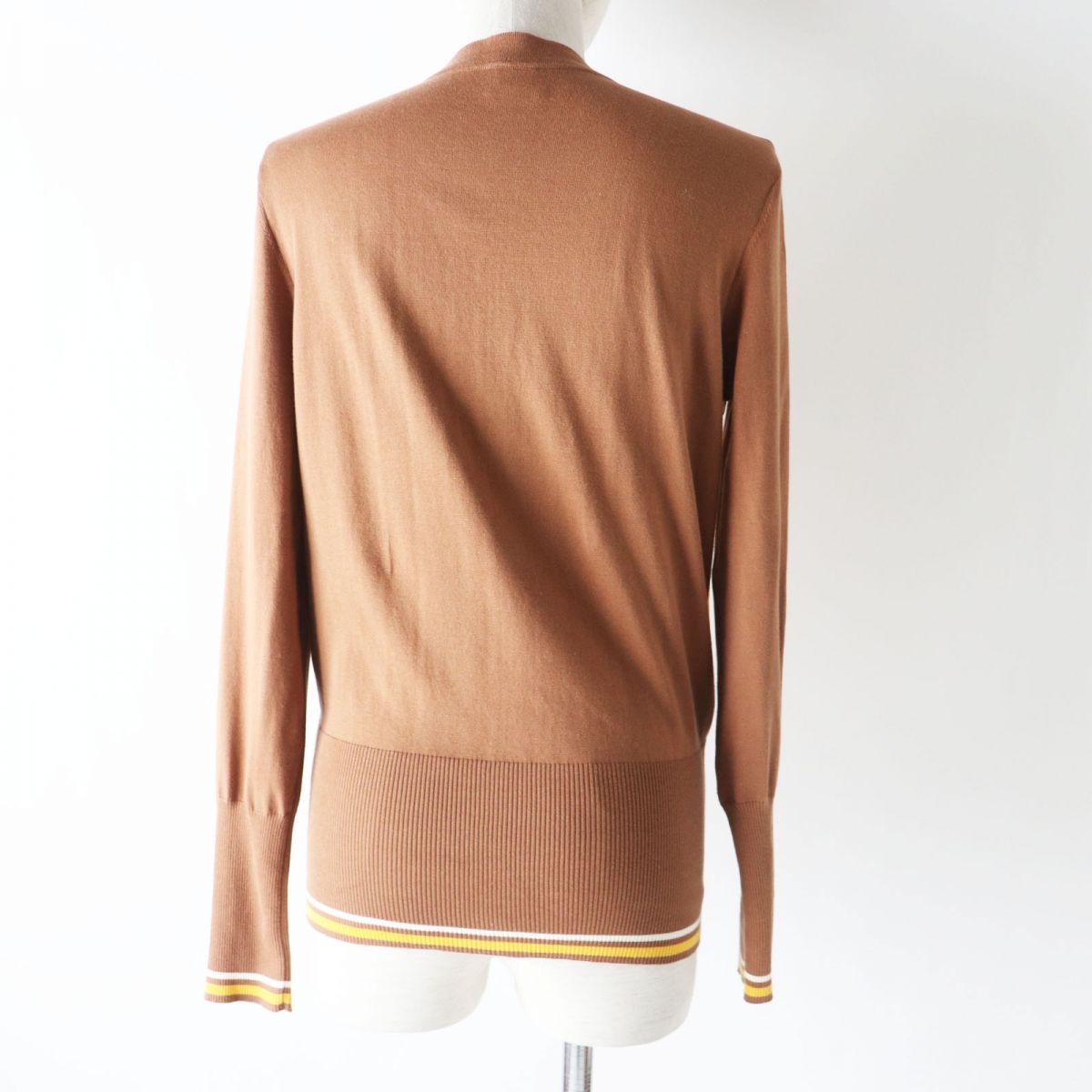 HERMES cardigan Part: 100% silk, Part: 100% cotton Brown x Yellow type (Sunflower Pattern) Women 38 Used