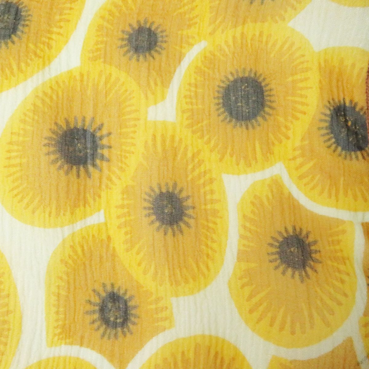 HERMES cardigan Part: 100% silk, Part: 100% cotton Brown x Yellow type (Sunflower Pattern) Women 38 Used