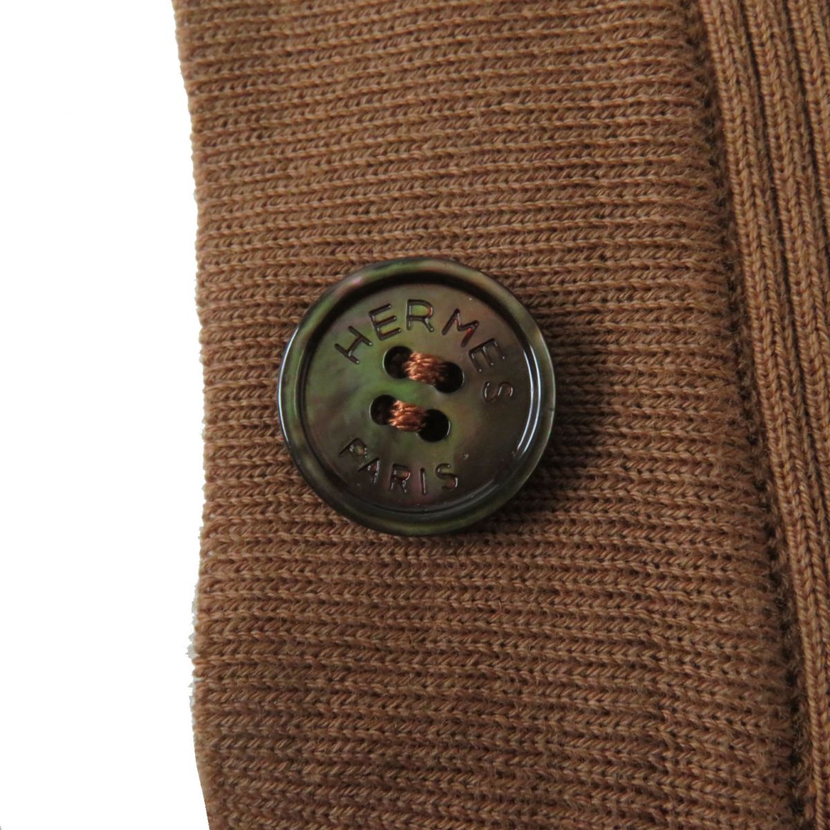 HERMES cardigan Part: 100% silk, Part: 100% cotton Brown x Yellow type (Sunflower Pattern) Women 38 Used