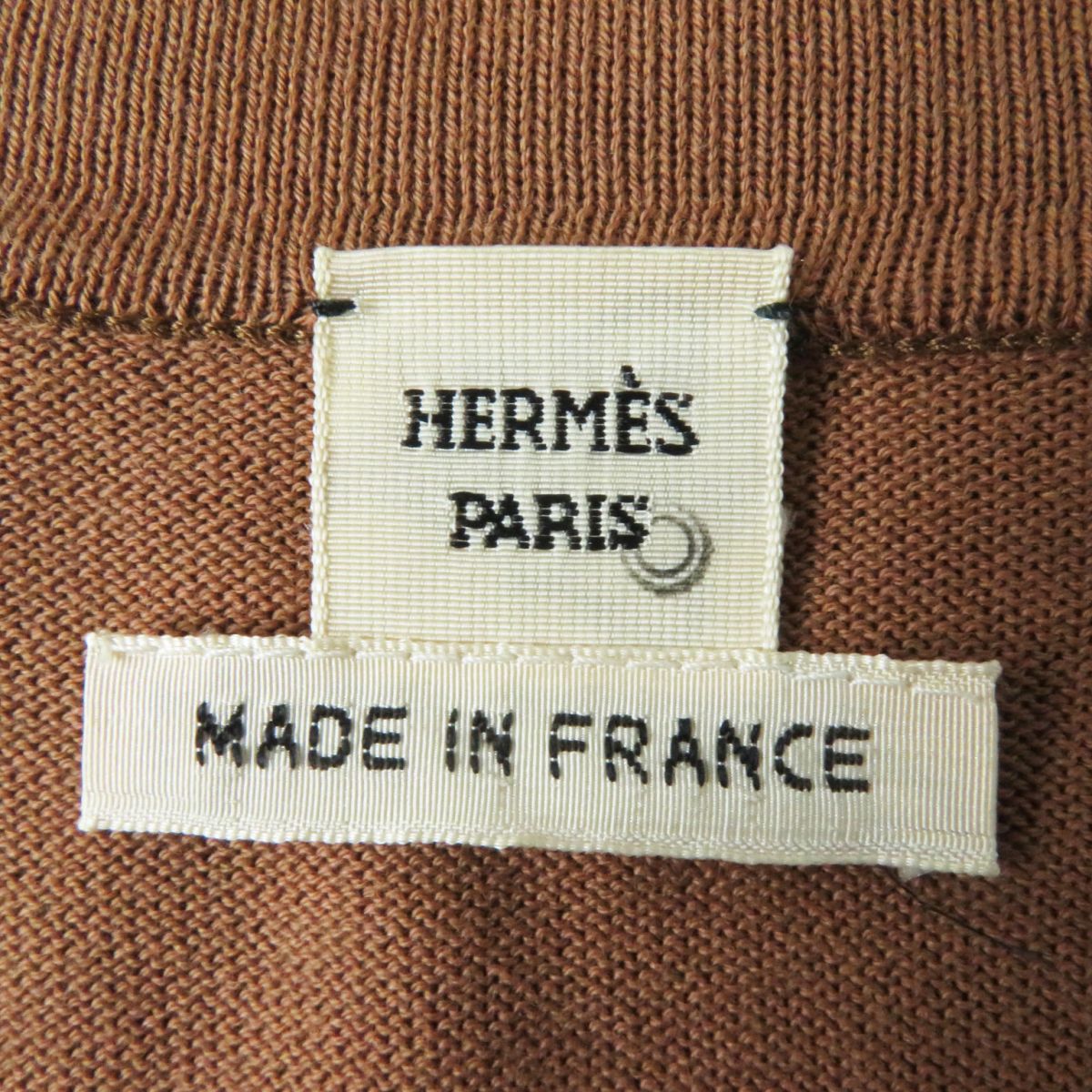 HERMES cardigan Part: 100% silk, Part: 100% cotton Brown x Yellow type (Sunflower Pattern) Women 38 Used