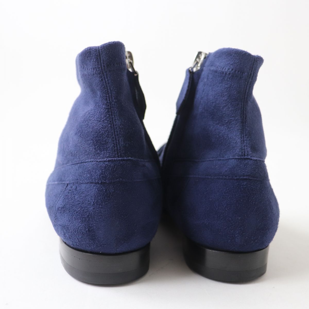 HERMES boots Suede leather Navy x Silver Metal 36