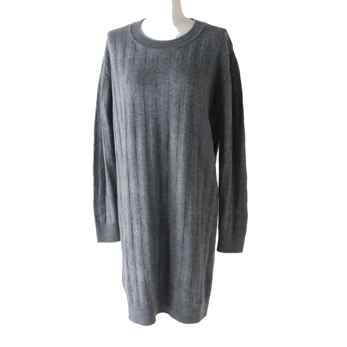 HERMES one piece wool Grey H-pattern knit 34