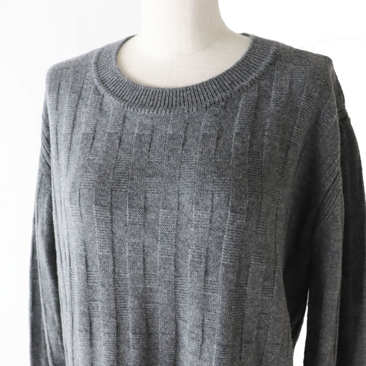 HERMES one piece wool Grey H-pattern knit 34