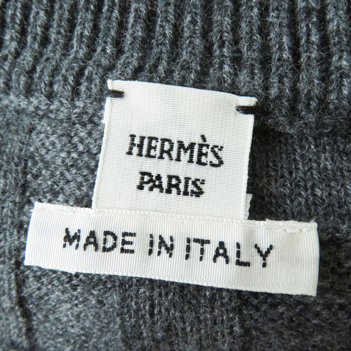 HERMES one piece wool Grey H-pattern knit 34