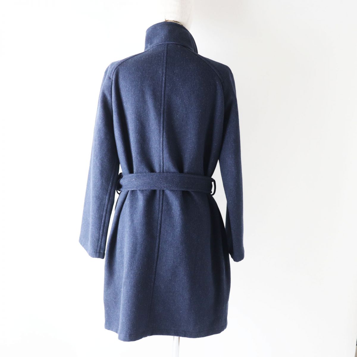 HERMES coat Main: 70% wool, Main: 30% mohair, Part: leather Blue x gray Women 34 Used