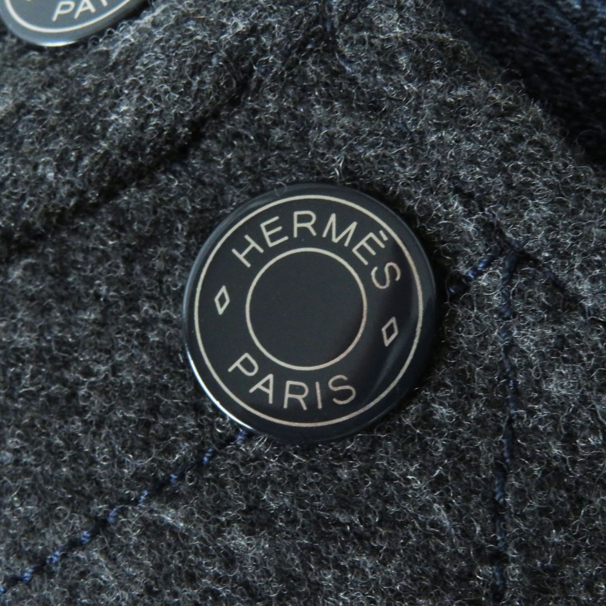 HERMES coat Main: 70% wool, Main: 30% mohair, Part: leather Blue x gray Women 34 Used