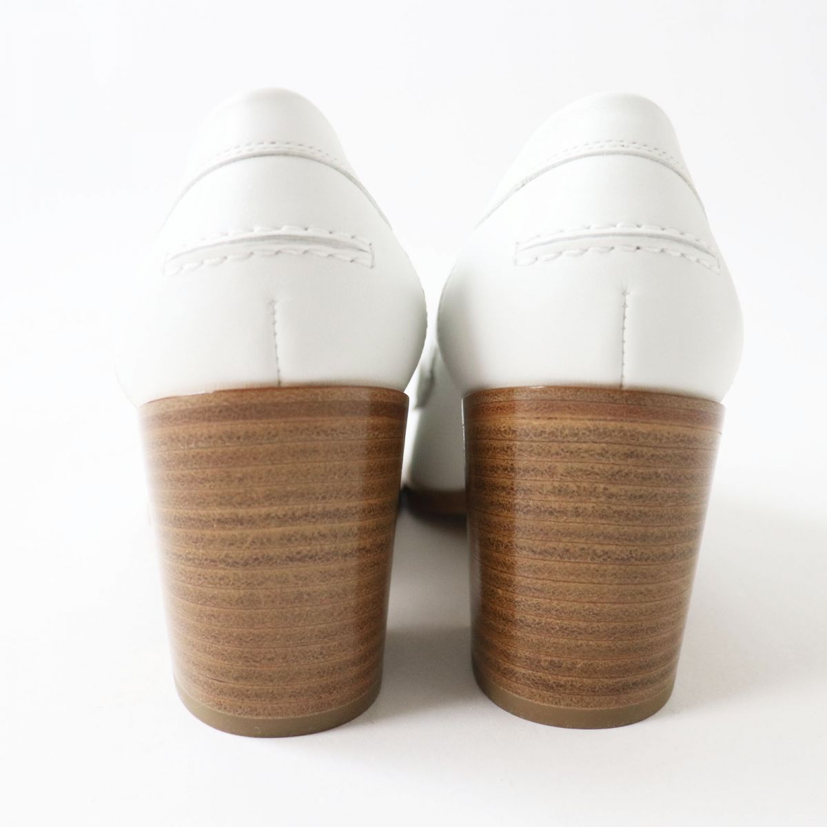 HERMES pumps Main: Leather White x Beige x Silver Metal Women 36.5 Used
