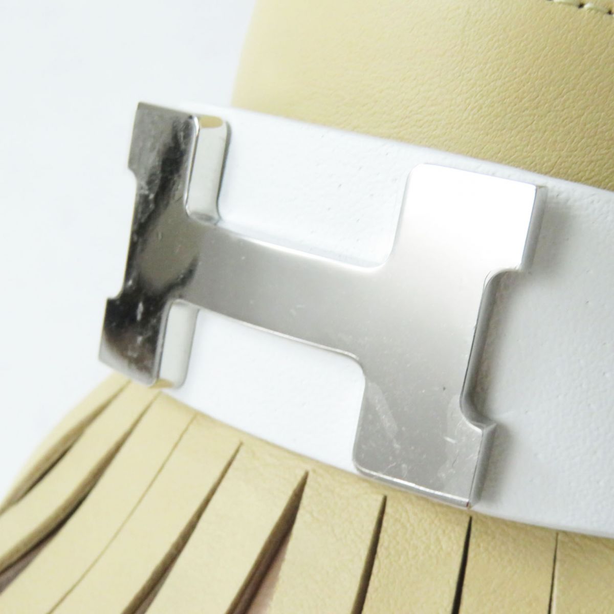HERMES pumps Main: Leather White x Beige x Silver Metal Women 36.5 Used