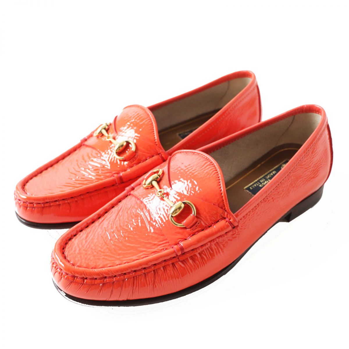 GUCCI loafers Main: Patent leather Orange typex Gold Metal Women 35.5 Used