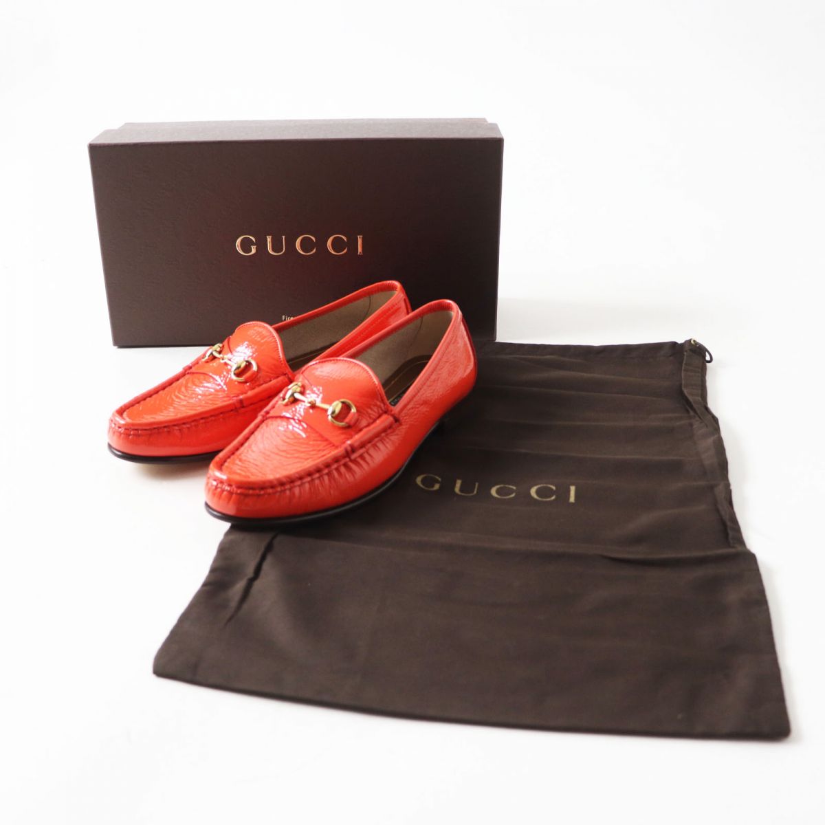 GUCCI loafers Main: Patent leather Orange typex Gold Metal Women 35.5 Used