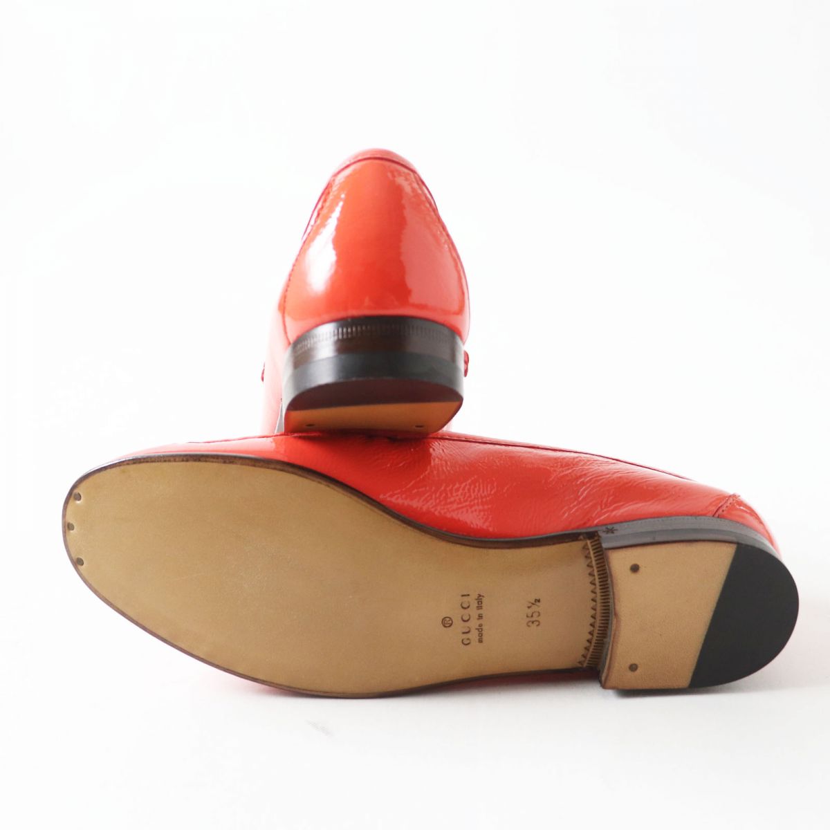 GUCCI loafers Main: Patent leather Orange typex Gold Metal Women 35.5 Used