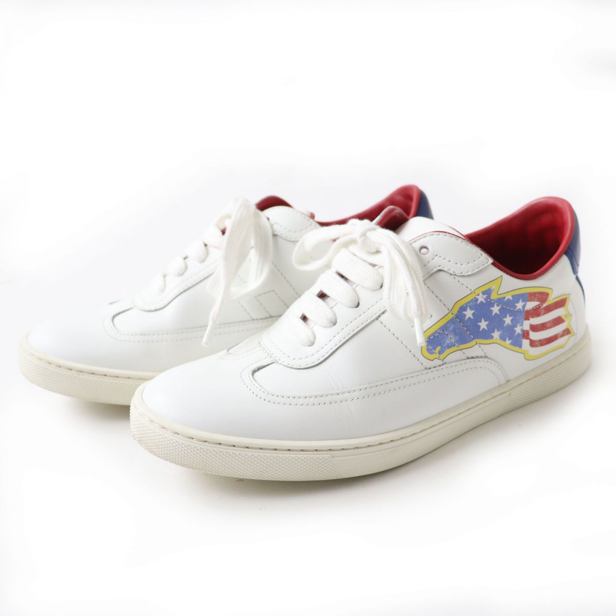 HERMES sneakers Main: Leather White x blue x red Women 36.5 Used