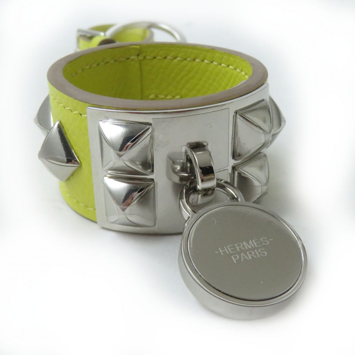 HERMES charm Main: Leather Lime x SilverMetal Women Used