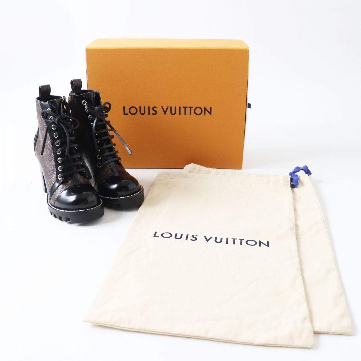 LOUIS VUITTON boots Patent leather Black x Brown (Monogram Pattern) 37
