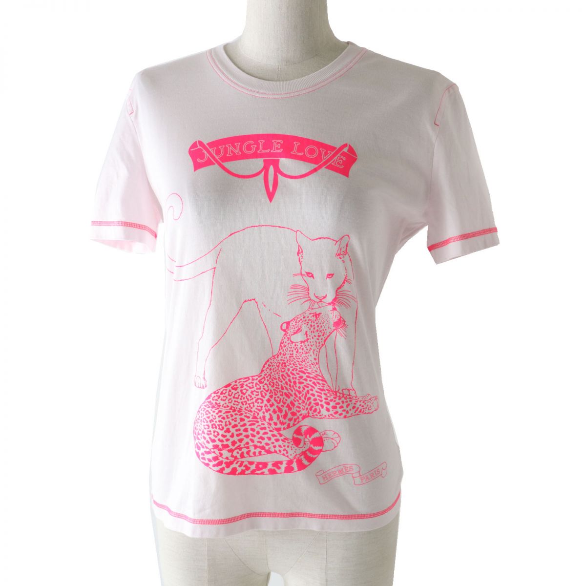 HERMES Short sleeve T-shirt cotton Neon pink 36