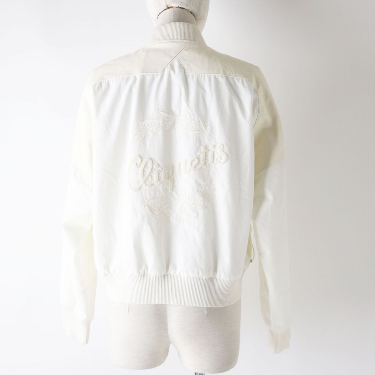 HERMES Blouson Outer: 100% cotton, Leather: Lamb leather, Part: 44% silk, Part: 33% cotton, Part: 21% polyamide (nylon) white Women 38 Used