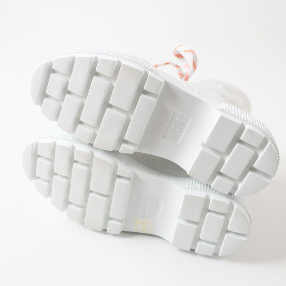HERMES boots Main: Parachute fabric, Main: Calf leather Whitex orange Women 38 Used