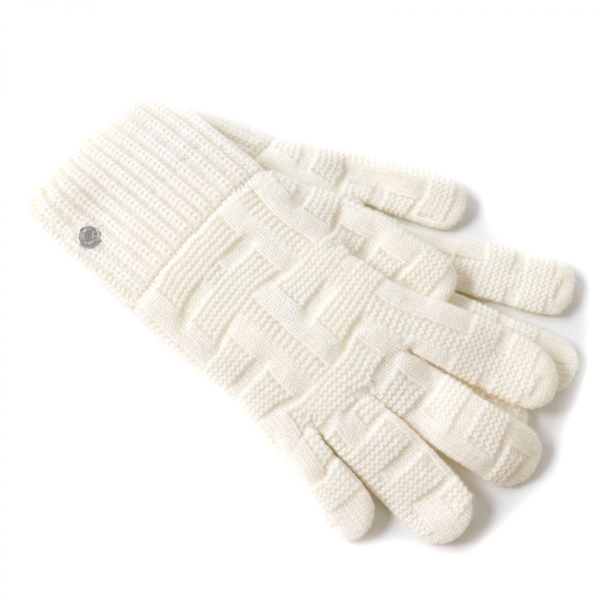 HERMES gloves wool White xSilver Metal S