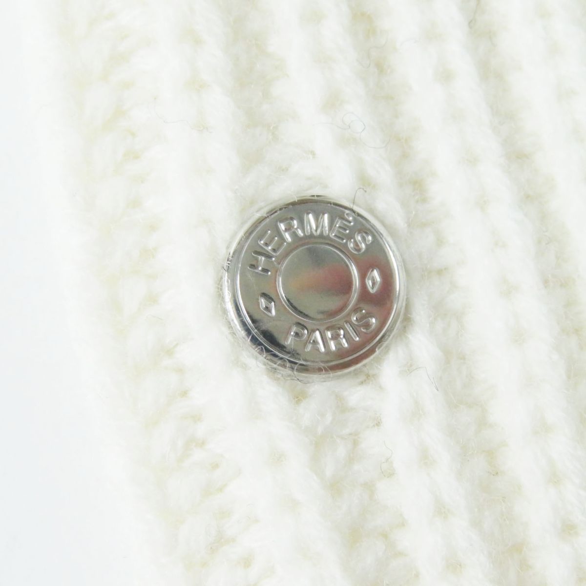 HERMES gloves wool White xSilver Metal S