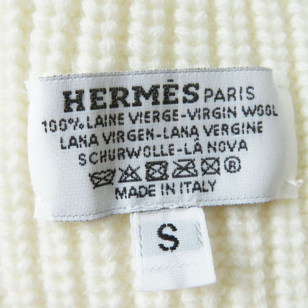 HERMES gloves wool White xSilver Metal S
