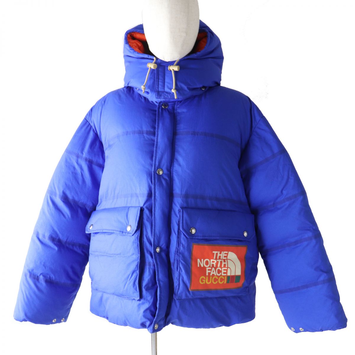 GUCCI Down jacket Outer: 100% nylon, Lining: 100% nylon, Part: polyurethane, Filling: 80% down, Filling: 20% feather, Part: 100% polyester Outer: Blue<br>Lining: Orange Women M Used