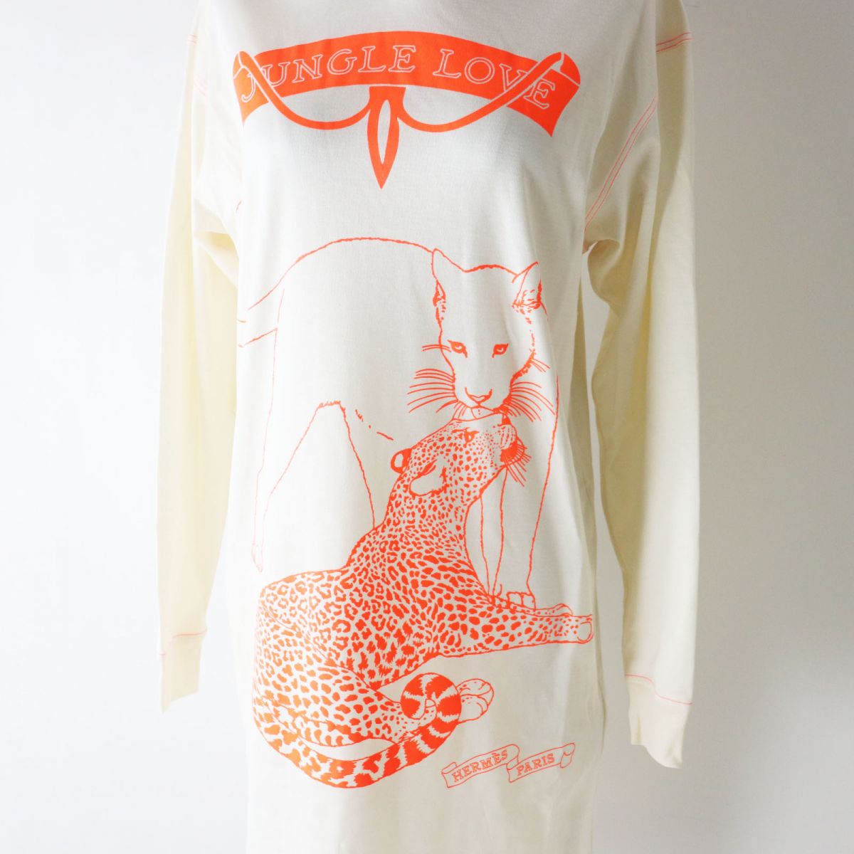 HERMES Tunic Main: 100% cotton, part: 59% polyester, part: 41% acrylic Ivoryx Neon Orange Women 34 Used