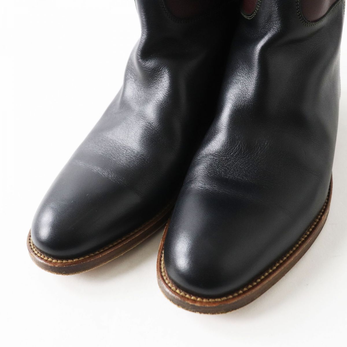 HERMES boots Main: Leather, Part: Kelly Metal Bordeaux x Khaki x Black (color scheme design) Women 36 Used