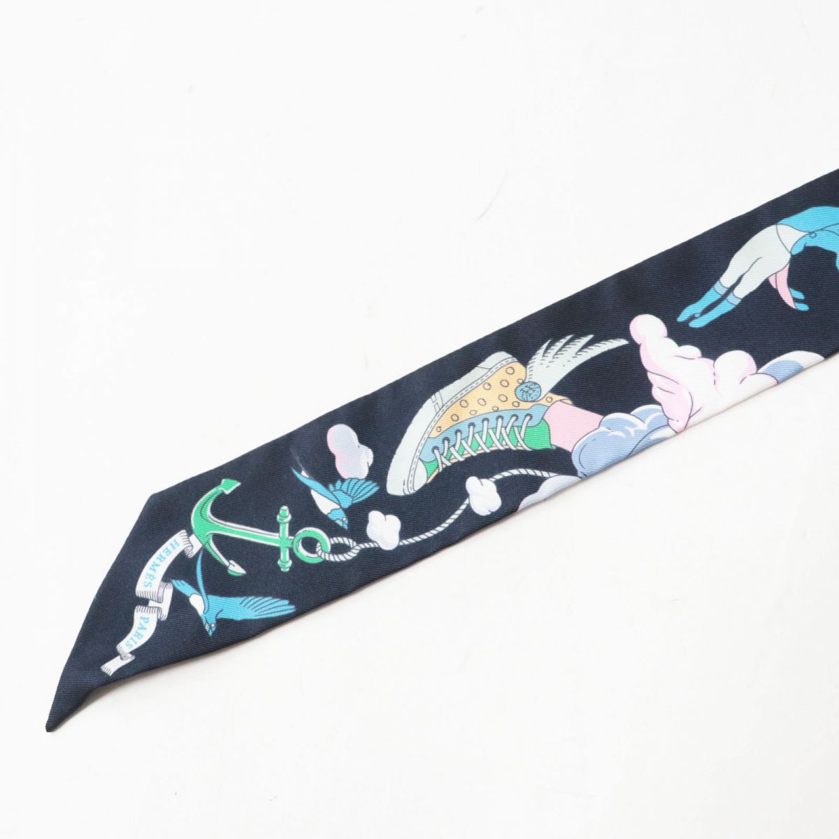 HERMES scarf Main: 100% silk Black x Multi<br>SUR MON NUAGE / My Cloud Women Used
