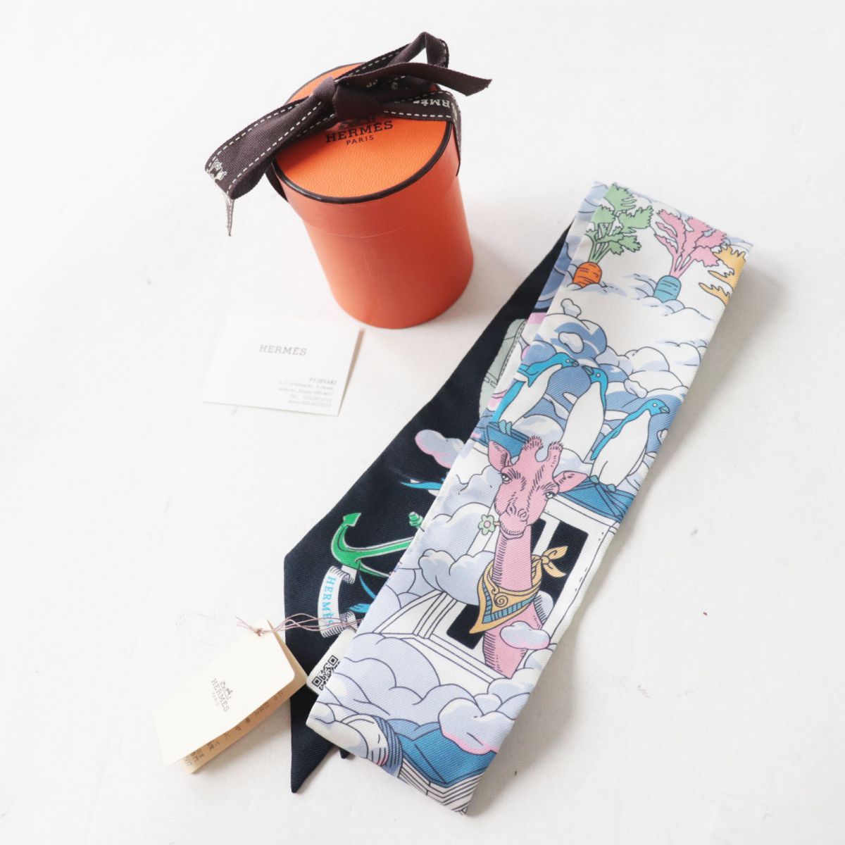 HERMES scarf Main: 100% silk Black x Multi<br>SUR MON NUAGE / My Cloud Women Used