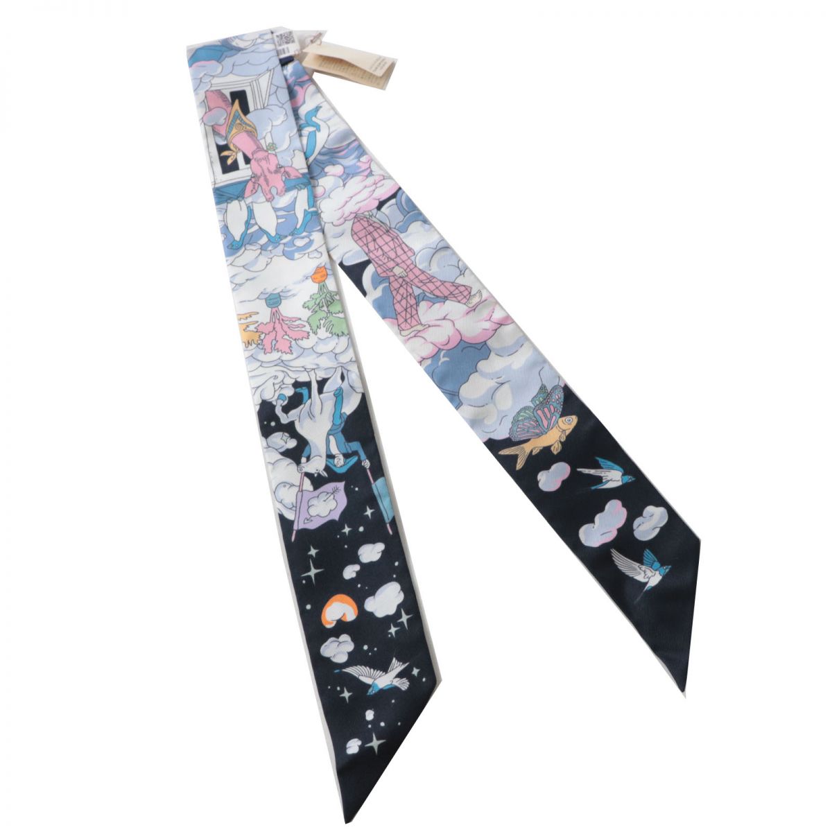 HERMES scarf Main: 100% silk Black x Multi<br>SUR MON NUAGE / My Cloud Women Used