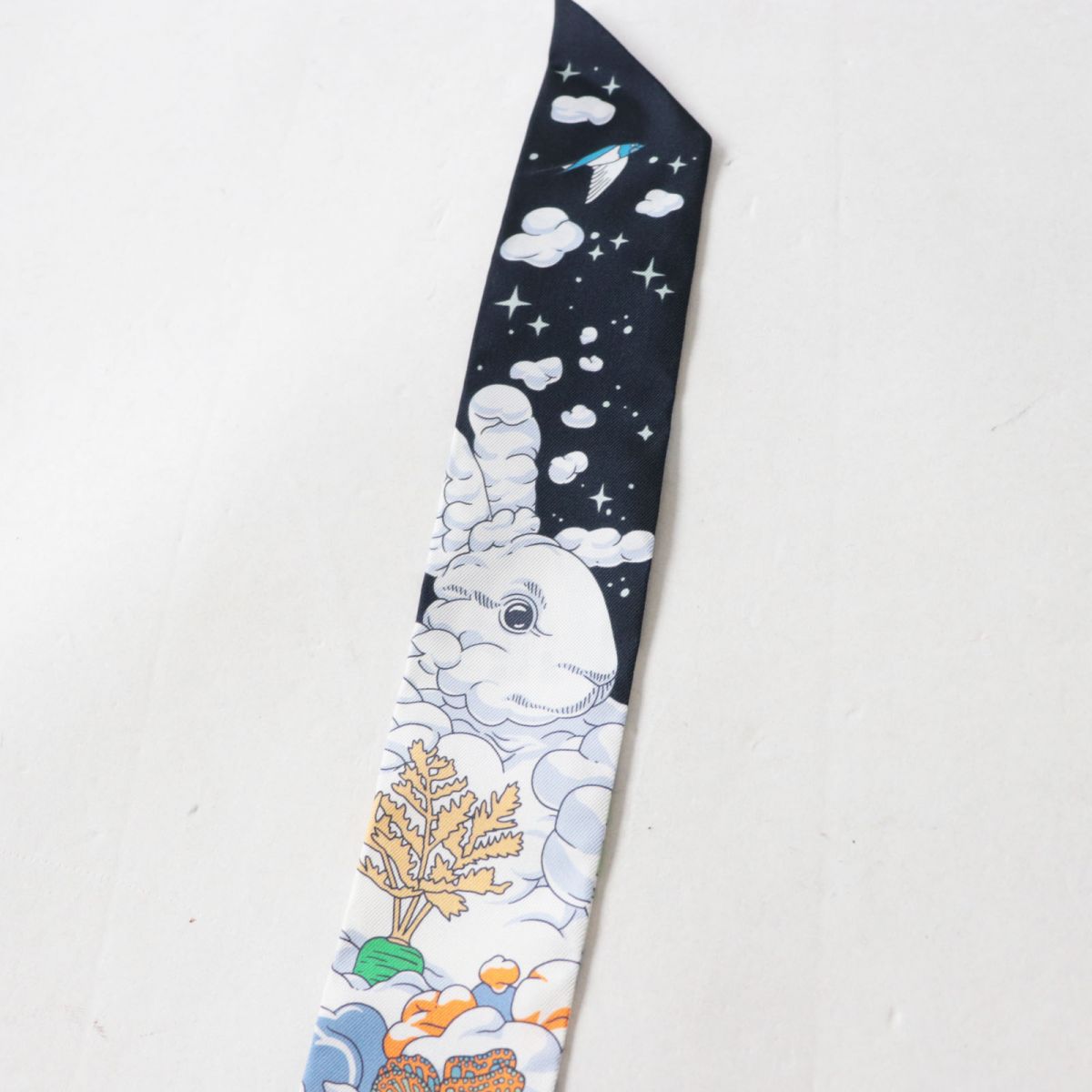 HERMES scarf Main: 100% silk Black x Multi<br>SUR MON NUAGE / My Cloud Women Used