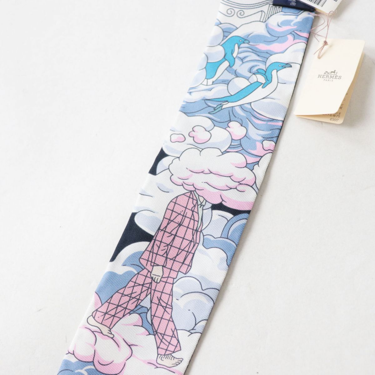 HERMES scarf Main: 100% silk Black x Multi<br>SUR MON NUAGE / My Cloud Women Used